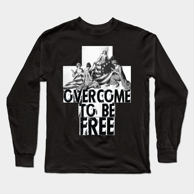 Betsy Ross Overcome to Be Free Design B Long Sleeve T-Shirt by REDEEM the RUINS